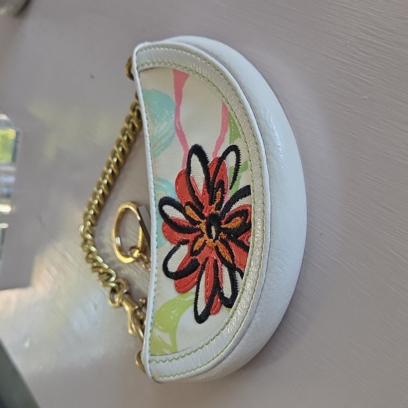 COACH Embroidered Floral & Signature Coin Purse Charm - Picture 5 of 9